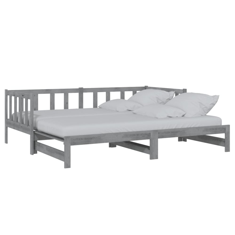 Vidaxl Pull-out Day Bed Grey Solid Pinewood 2x Vidaxl Pull-out Day Bed Grey Solid Pinewood 2x