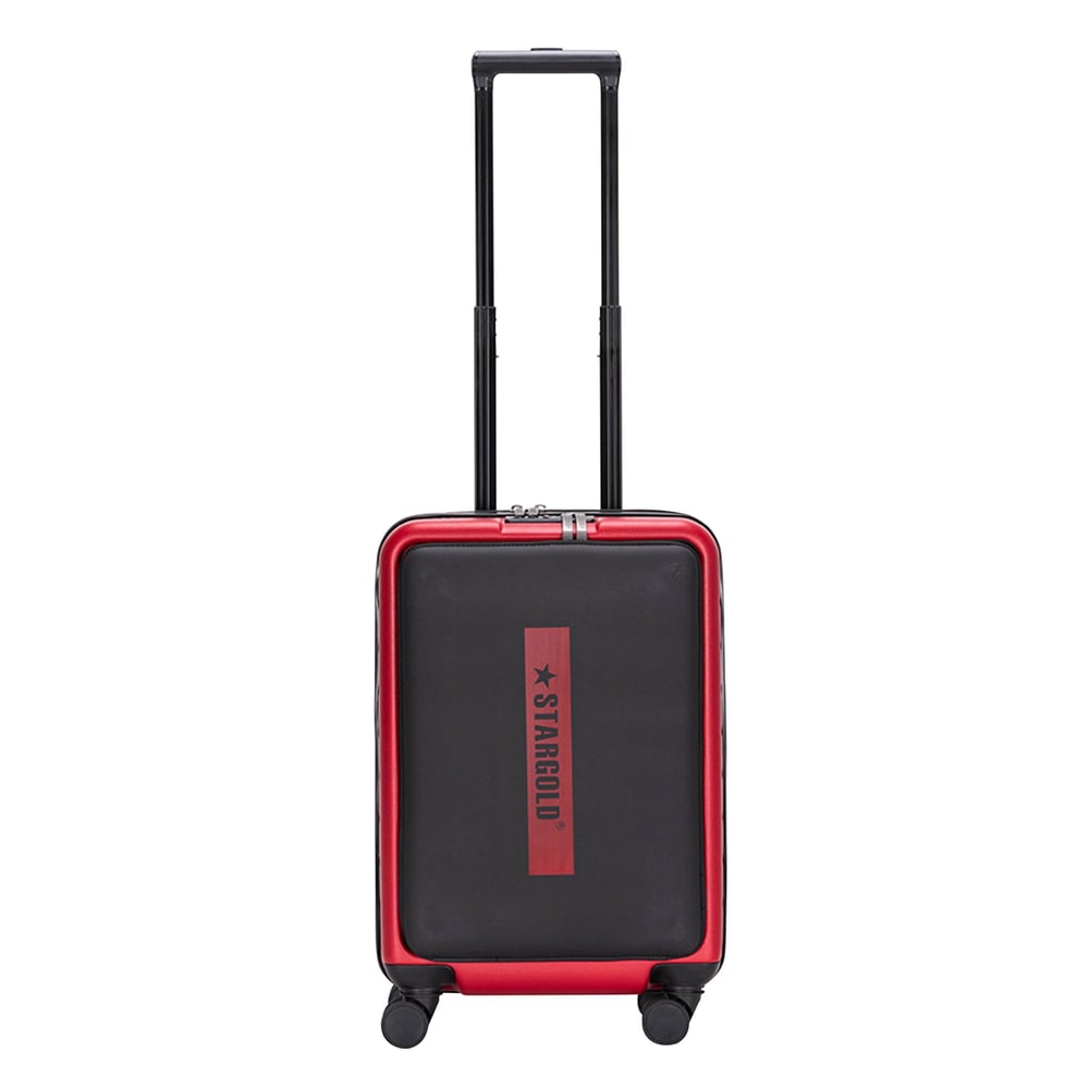 STARGOLD ABS Trolley 20-Inch Front Pocket Travel Luggage Bag / Multi-Directional / Four Double Wheels with TSA Lockable Suitcase Red