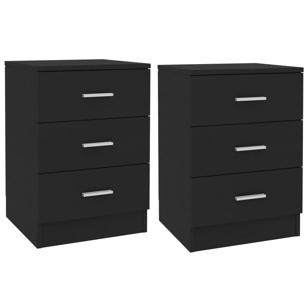 vidaXL Bedside Cabinets 2 pcs Black 38x35x56 cm Engineered Wood