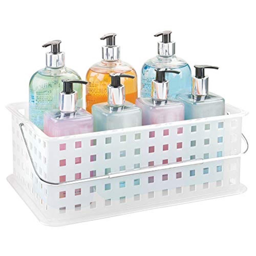 Idesign Spa Storage Organizer Basket With Handle, Stackable Container For Bathroom, Health, Cosmetics, Hair Supplies And Beauty Products, 8.69