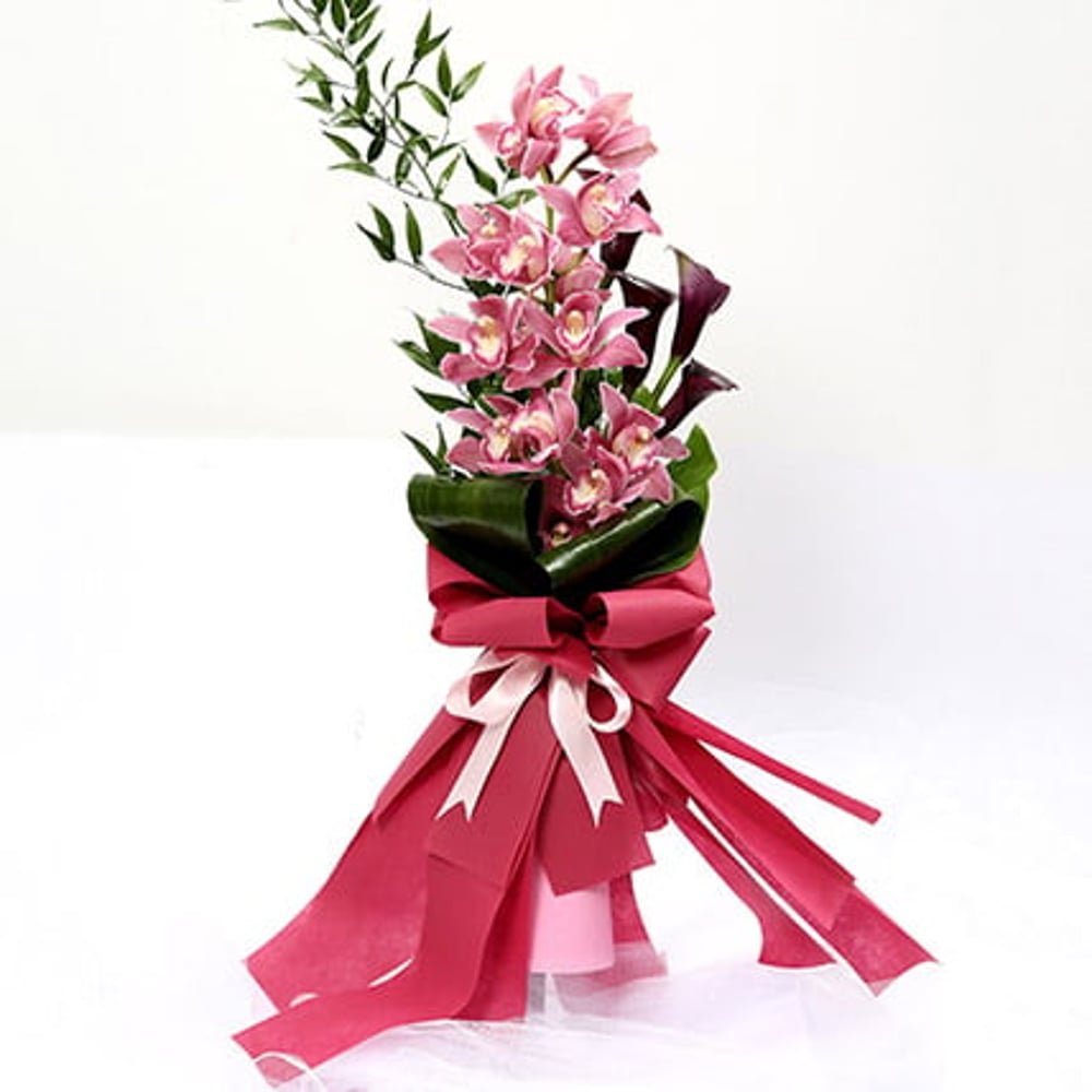 Grandeur Calla Lilies & Cymbidium Bouquet