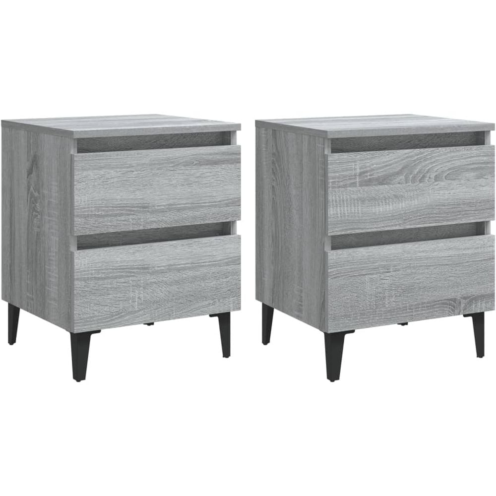 Vidaxl Bed Cabinets With Metal Legs 2 Pcs Grey Sonoma 40x35x50 Cm