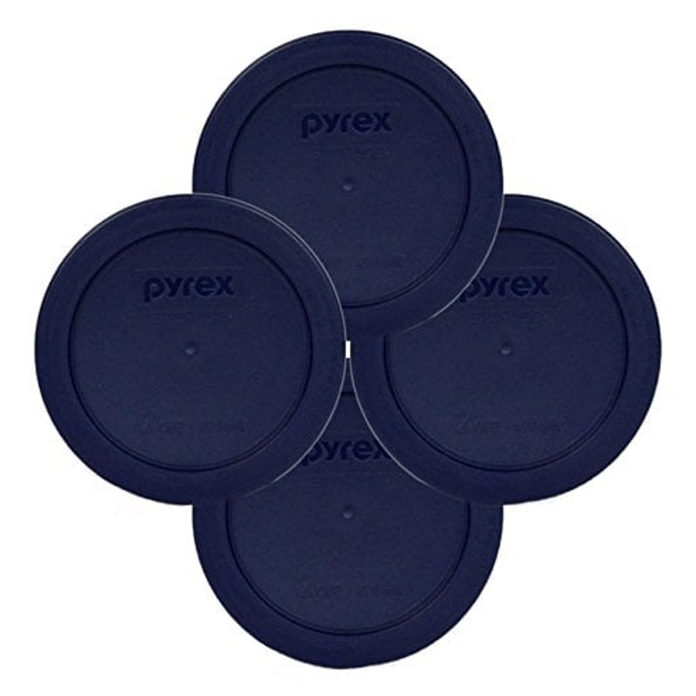 Pyrex Blue 2 Cup Round Storage Cover #7200-Pc For Glass Bowls 4-Pack