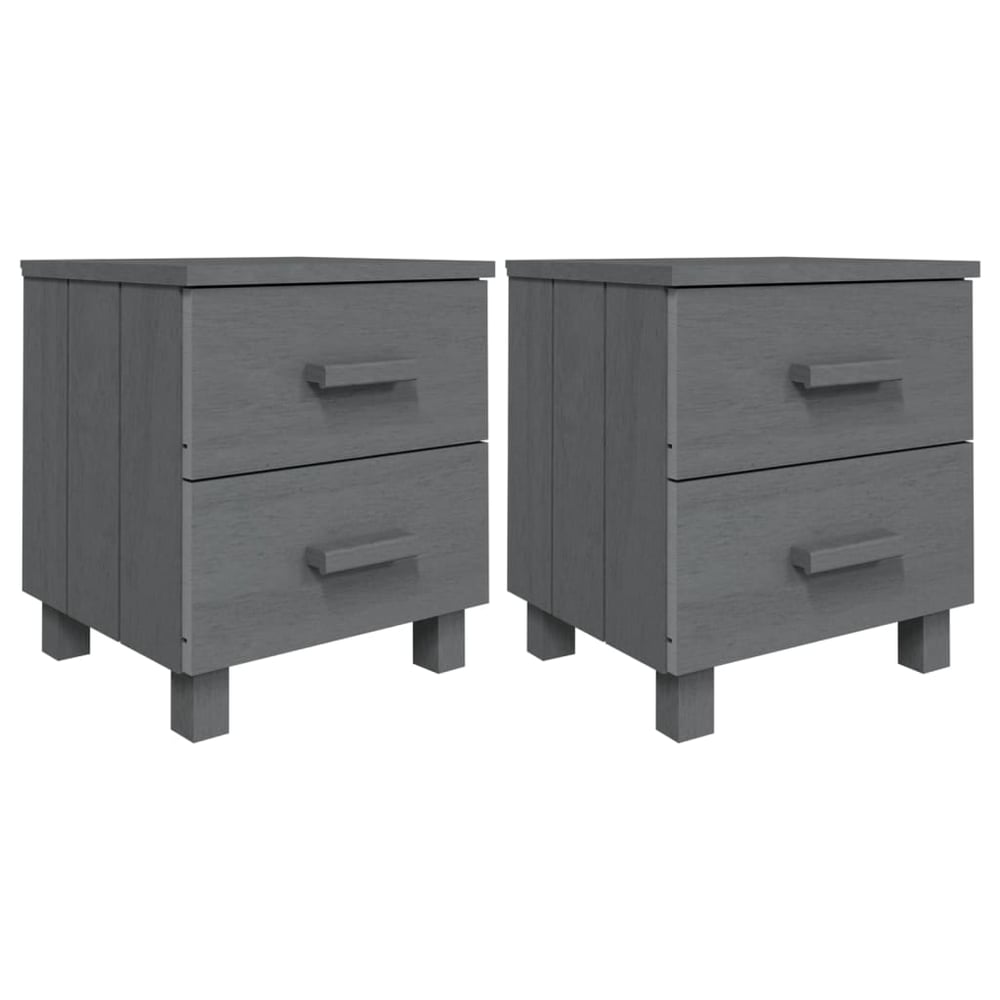 vidaXL Bedside Cabinets HAMAR 2 pcs Dark Grey 40x35x44.5 cm Solid Wood vidaXL Bedside Cabinets HAMAR 2 pcs Dark Grey 40x35x44.5 cm Solid Wood