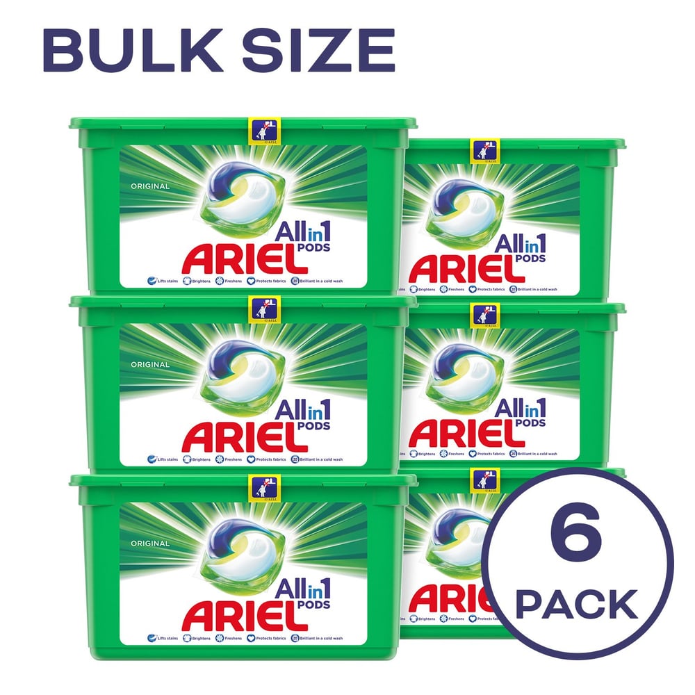 Ariel 3 in1 Pods, Washing Liquid Capsules Original Scent 6 x 15 Count