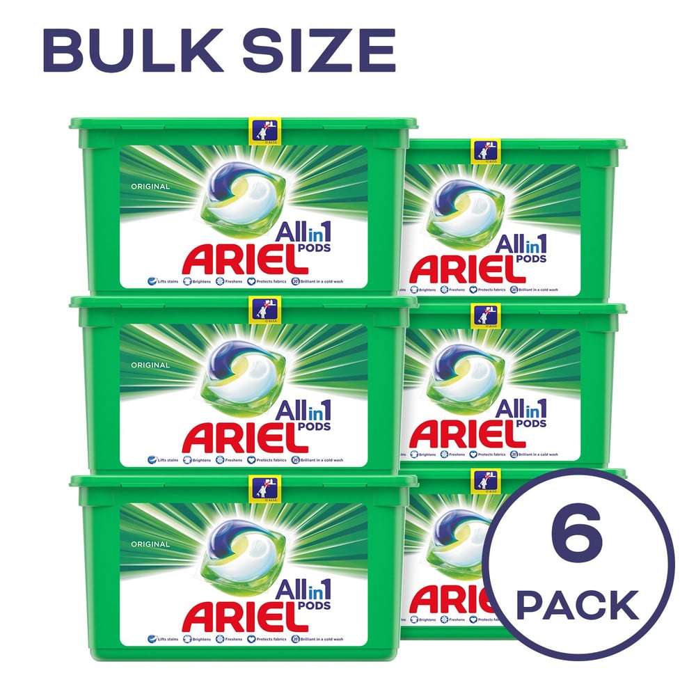 Ariel 3 in1 Pods, Washing Liquid Capsules Original Scent 6 x 15 Count Ariel 3 in1 Pods, Washing Liquid Capsules Original Scent 6 x 15 Count