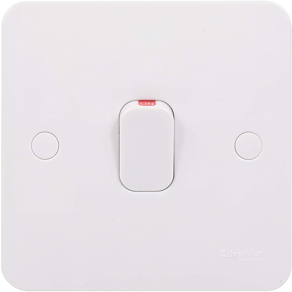 Schneider Electric Ggbl2011 Lisse 2pole Switch With Indicator Lamp, 1 Gang, 20ax, White