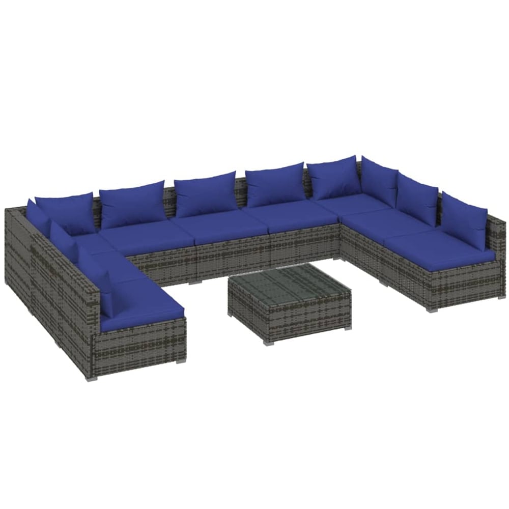 Buy Vidaxl 10 Piece Garden Lounge Set With Cushions Poly Rattan Grey 