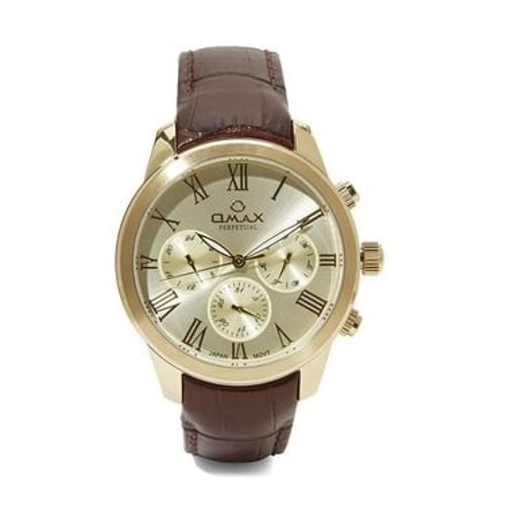 Omax PG10G15I Mens Multifunction Leather Watch Omax PG10G15I Mens Multifunction Leather Watch