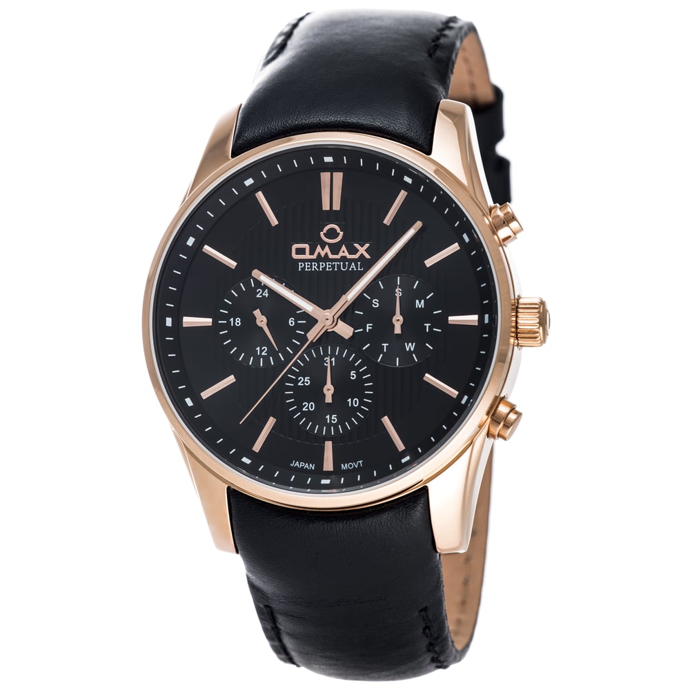 Omax PG11R22I Mens Multifunction Leather Watch