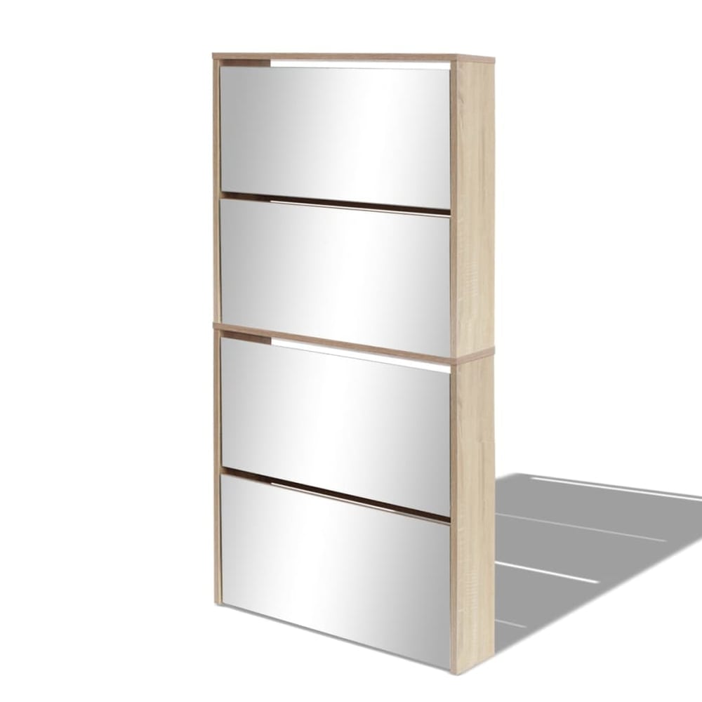 vidaXL Shoe Cabinet 4-Layer Mirror Oak 63x17x134 cm vidaXL Shoe Cabinet 4-Layer Mirror Oak 63x17x134 cm