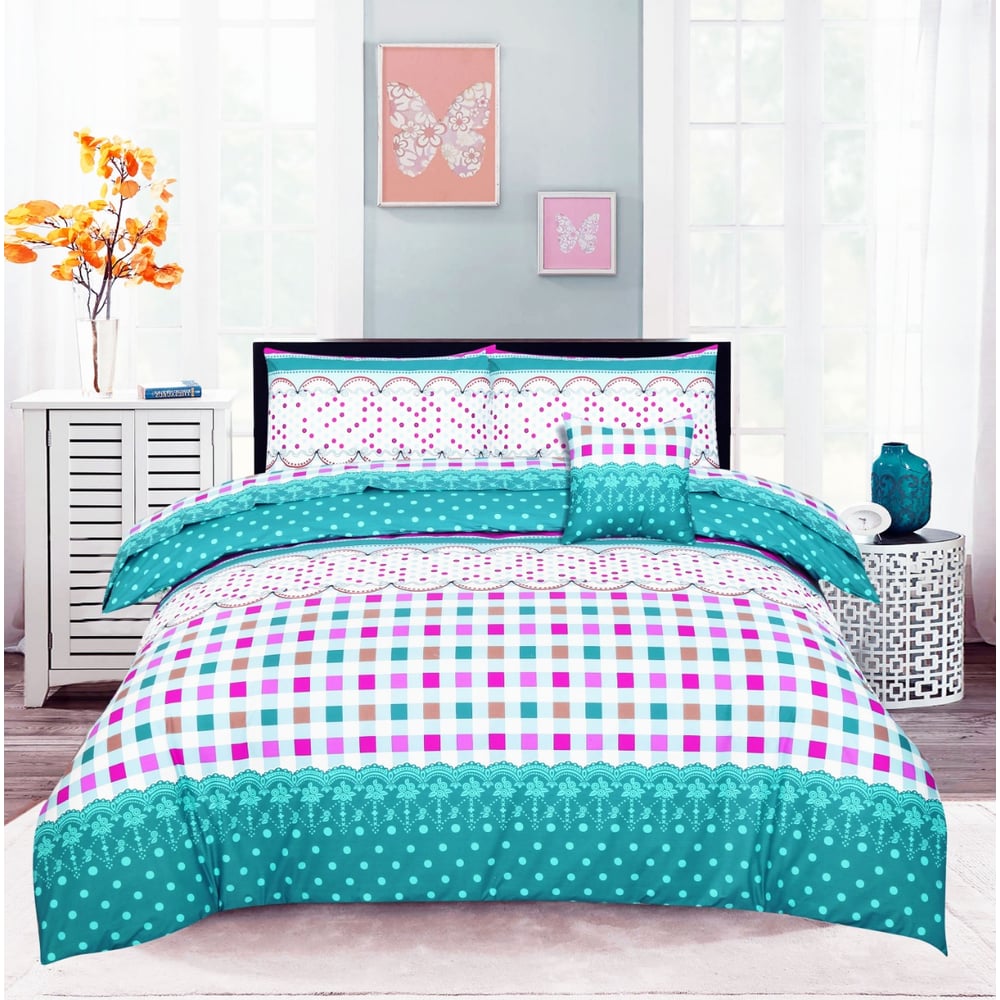 Style Nasma Queen Fitted Bed Sheet Set Esor Aqua Blue