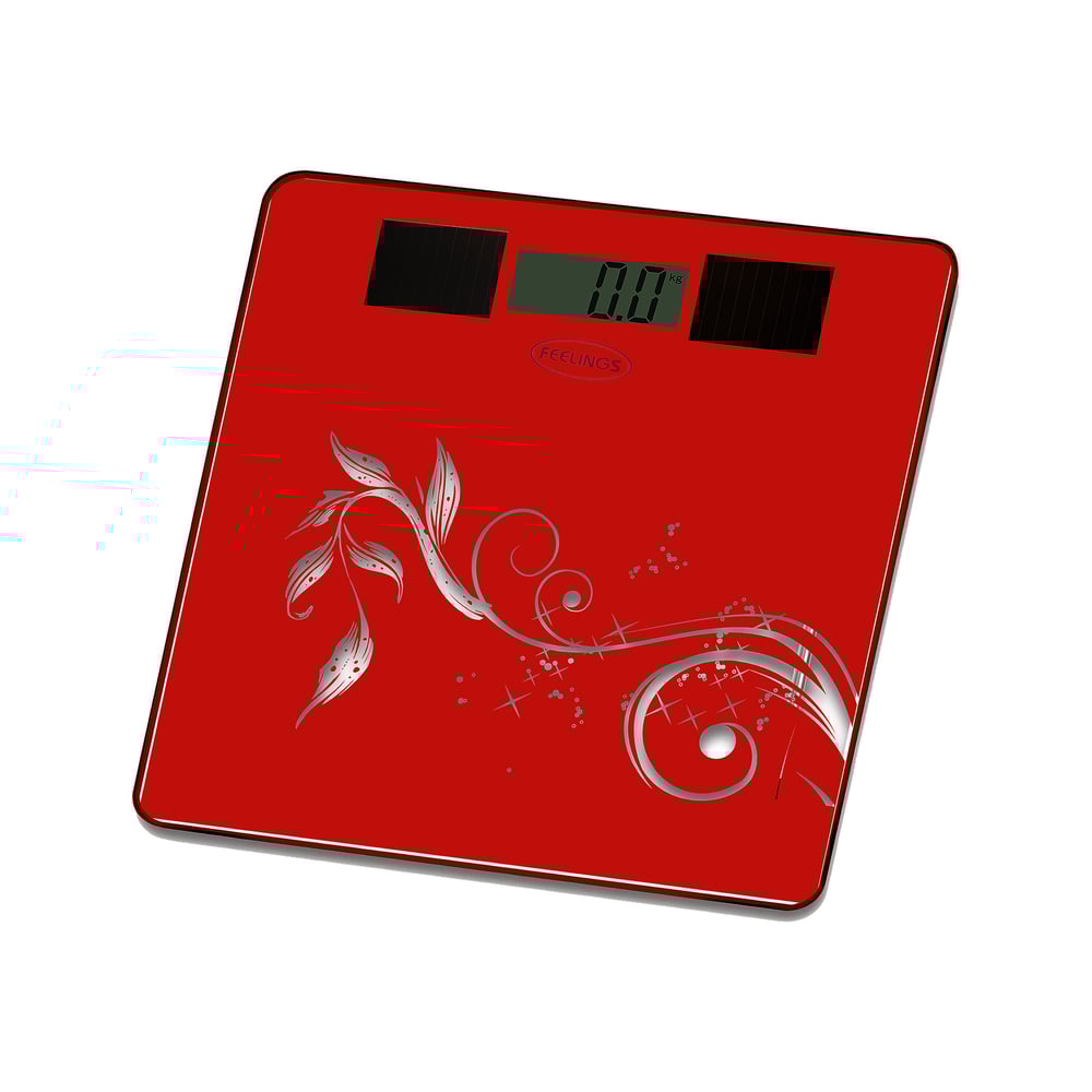 Feelings Solar Bathroom Scale 150 Kg Max Red Color