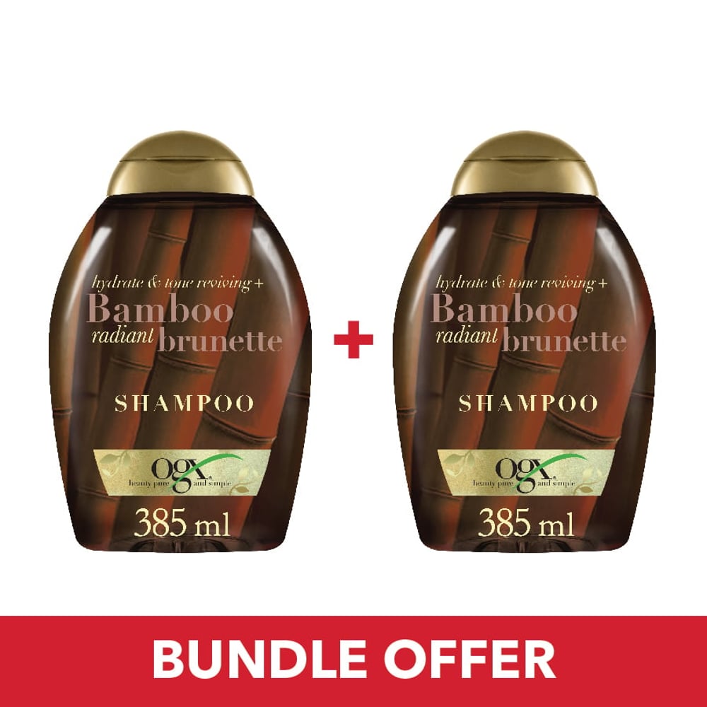 OGX Shampoo Hydrate & Tone Reviving + Bamboo Radiant Brunette With UVA/UVB Filters 385ml - Pack of 2 Pieces (Bundle Offer)