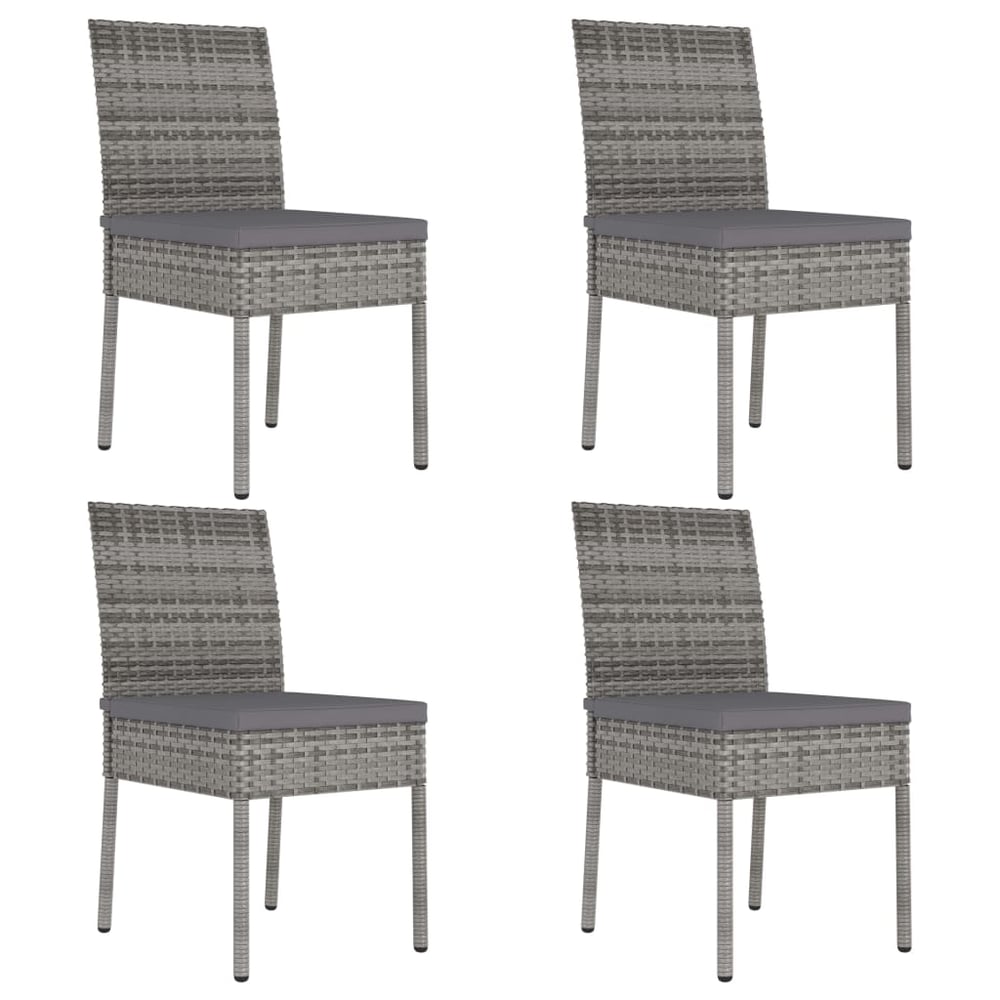 Vidaxl Garden Dining Chairs 4 Pcs Poly Rattan Grey