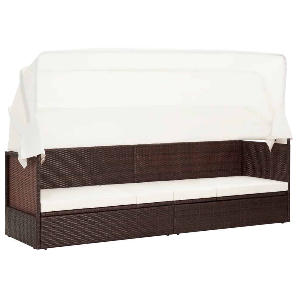 Vidaxl Garden Sofa With Canopy Poly Rattan Brown Vidaxl Garden Sofa With Canopy Poly Rattan Brown