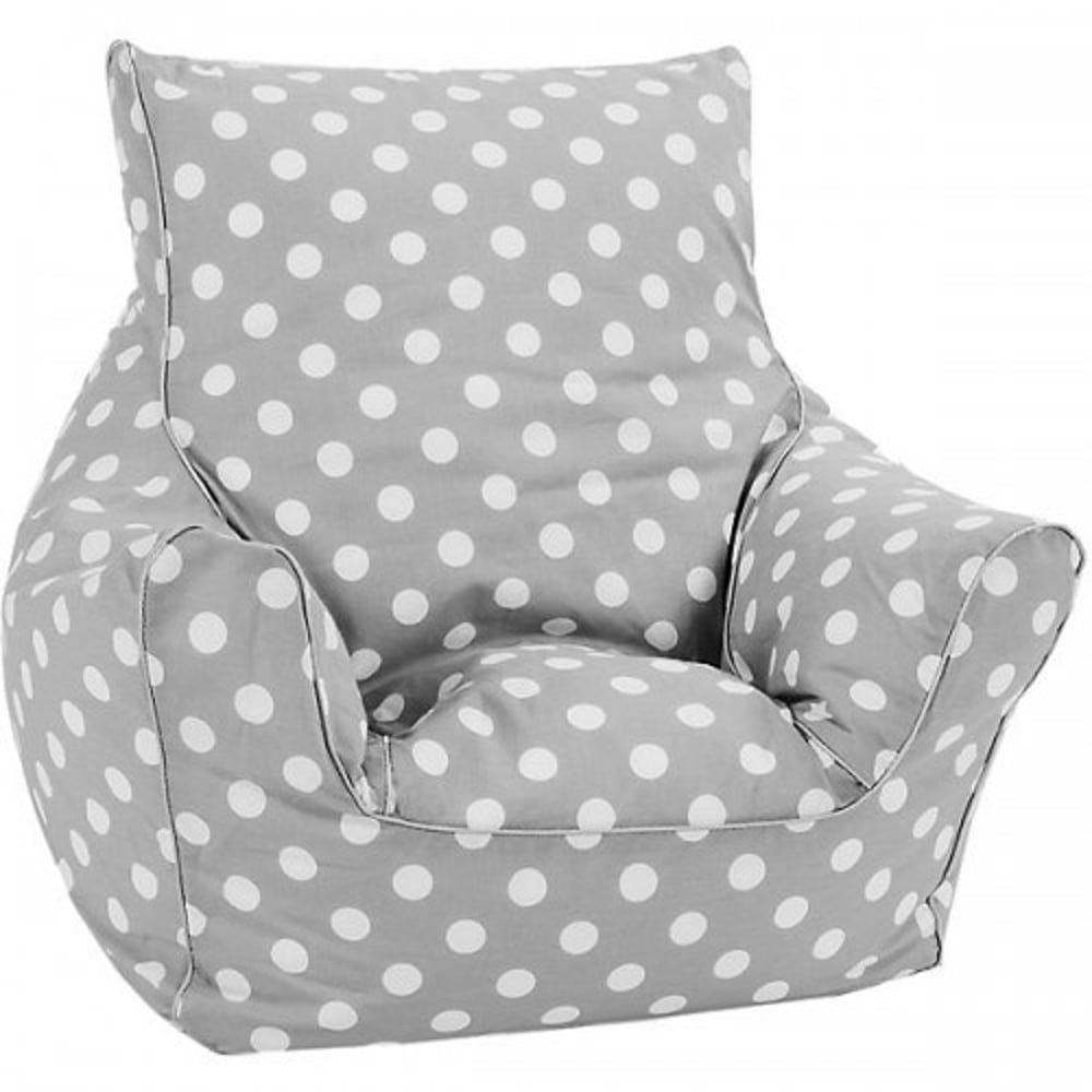 Delsit Bean Chair - Grey with Polka Dots