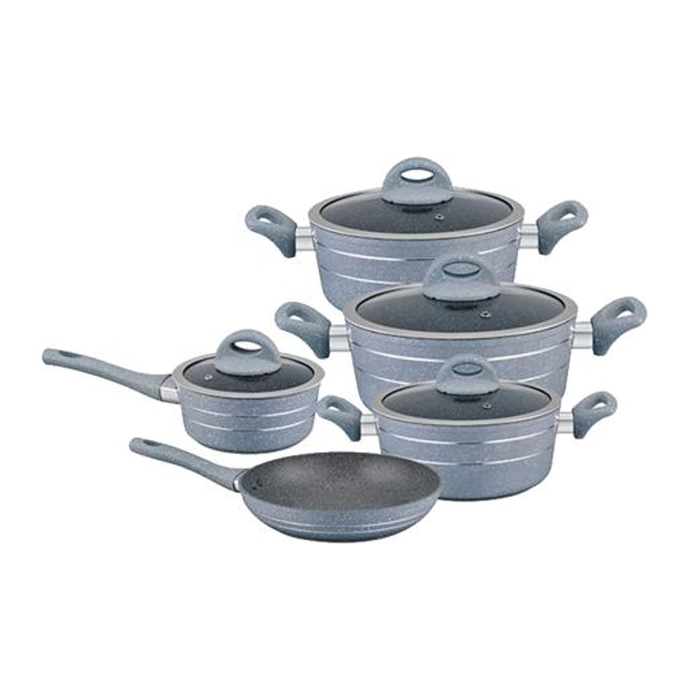 Royalford 9-piece Smart Forged Aluminium Cookware Set Grey