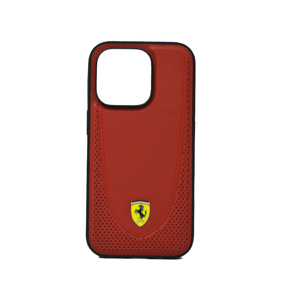 Ferrari Magsafe Leather Stitched Red Line Hard Case For Iphone 14 Pro Red Ferrari Magsafe Leather Stitched Red Line Hard Case For Iphone 14 Pro Red