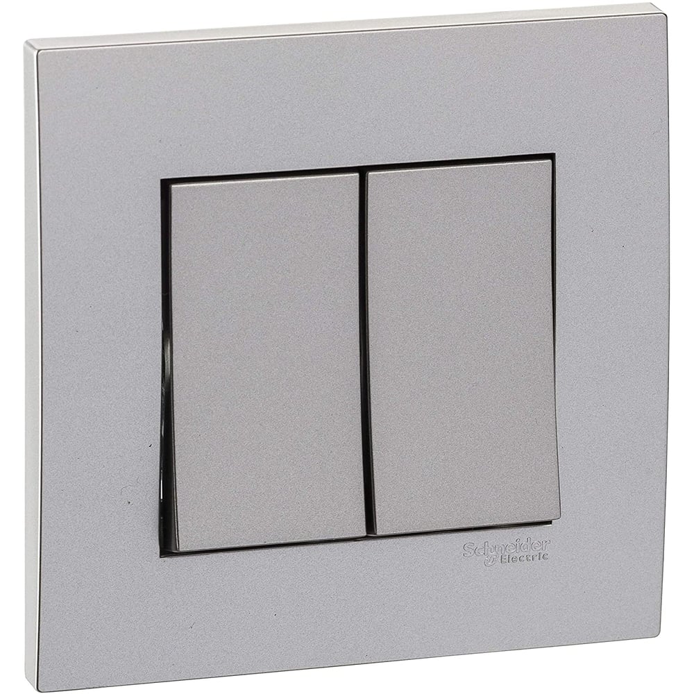 Schneider Electric Kb32r_1_as Vivace Silver - 1-way Plate Switch 2 Gang - 16ax - Silver Schneider Electric Kb32r_1_as Vivace Silver - 1-way Plate Switch 2 Gang - 16ax - Silver