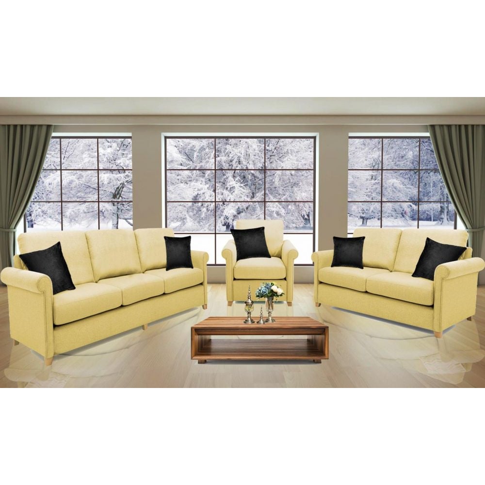 Galaxy Design Anya 3+2+1 Seater Sofa Set Wood base Beige