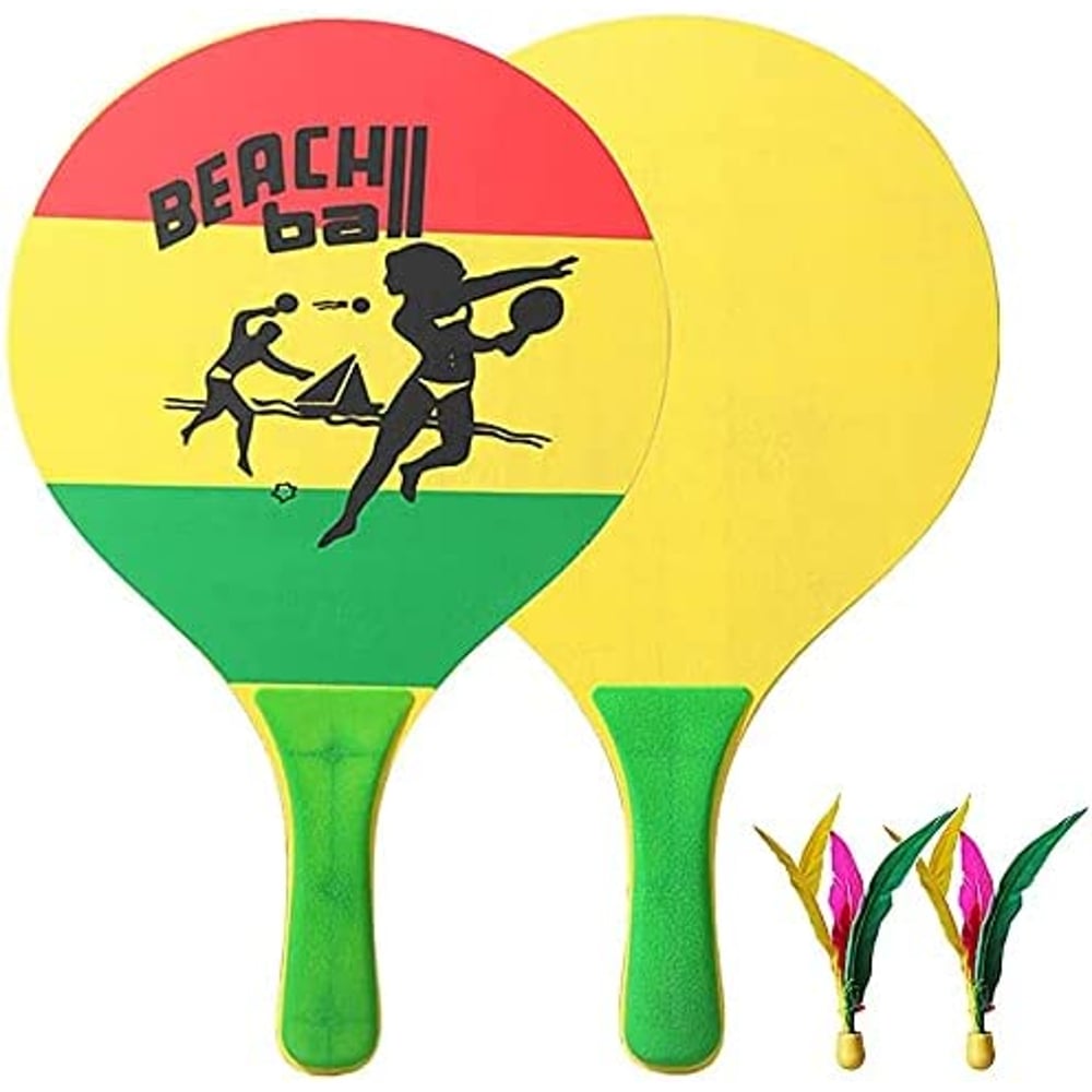 ULTIMAX Big Badminton Racket Seven Layers of High-grade Poplar Wood Cricket Badminton Racket 7MM Beach Racket With 2 Balls For Both Indoor and Outdoor Sports