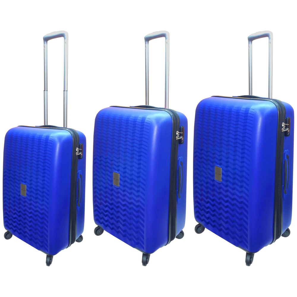 Highflyer WAVES Unbreakable Hard Trolley Luggage Bag 3pc Set TH-WAVES-3PC - Blue