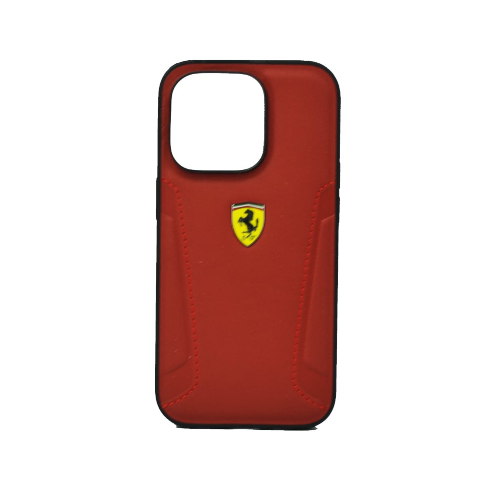 Ferrari Leather Case With Hot Stamped Sides Yellow Shield Logo For Iphone 14 Pro Red Ferrari Leather Case With Hot Stamped Sides Yellow Shield Logo For Iphone 14 Pro Red