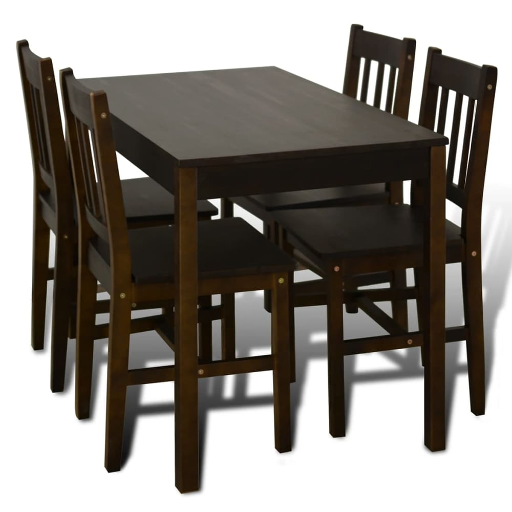 vidaXL Dining Set 5 Pieces Pine Wood Brown vidaXL Dining Set 5 Pieces Pine Wood Brown