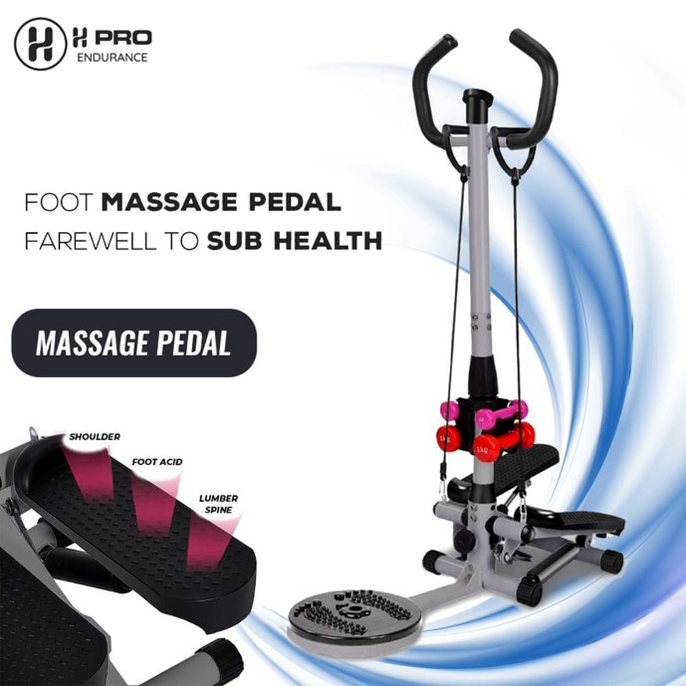 H Pro Fitness Training Equipment Multi-function Stepper Household Mute With Handrail Hydraulic Stepper With Dial Display And Foldable Twist Waist Plate HM000MS-9