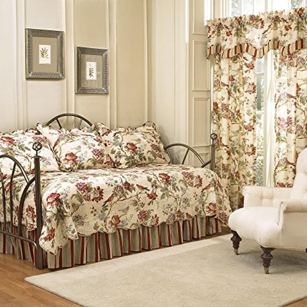 Waverly Charleston 5Pc Quilted Reversible Comforter Day Bed Cover Set Papaya Waverly Charleston 5Pc Quilted Reversible Comforter Day Bed Cover Set Papaya