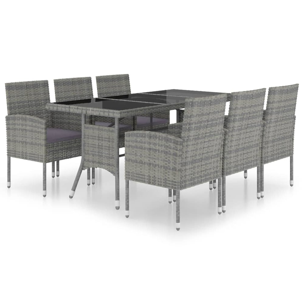 vidaXL 7 Piece Garden Dining Set Poly Rattan Anthracite & Grey vidaXL 7 Piece Garden Dining Set Poly Rattan Anthracite & Grey