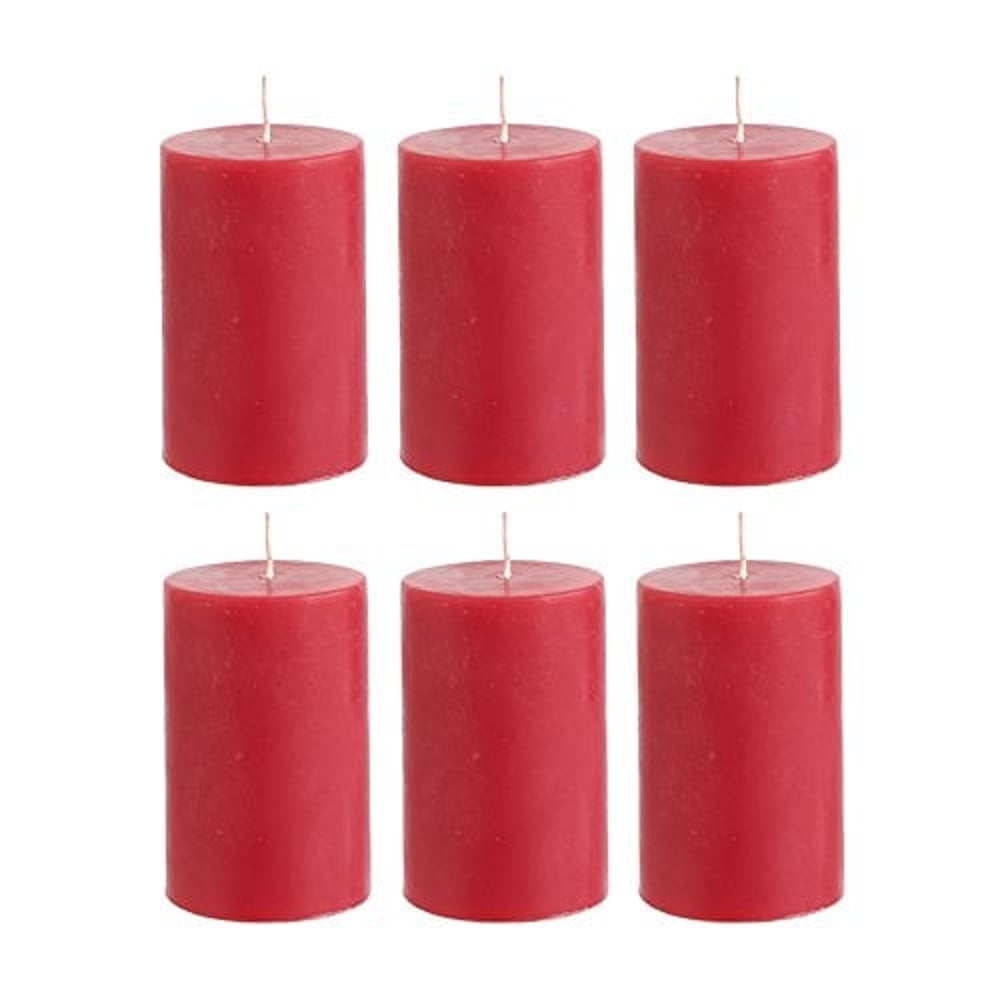 Mega Candles 6 Pcs Unscented Red Round Pillar Candle, Hand Poured Premium Wax Candles 2 Inch X 3 Inch, Home D Cor, Wedding Receptions, Baby Showers, Birthdays, Celebrations, Party Favors & More