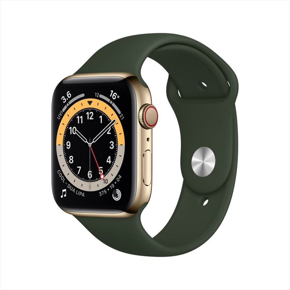 Apple Watch Series 6 GPS+Cellular 40mm Gold Stainless Steel Case with Cyprus Green Sport Band Apple Watch Series 6 GPS+Cellular 40mm Gold Stainless Steel Case with Cyprus Green Sport Band