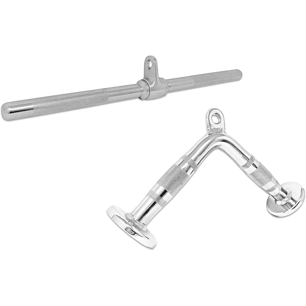 ULTIMAX 2Pcs Straight Bar Cable Attachment Gym Cable Attachment Bundles Rust-Resistant Chrome Finish Durable Industrial Grade Steel Knurled Gripped Surface Exercise Attachments for Pulley Machines ULTIMAX 2Pcs Straight Bar Cable Attachment Gym Cable Attachment Bundles Rust-Resistant Chrome Finish Durable Industrial Grade Steel Knurled Gripped Surface Exercise Attachments for Pulley Machines