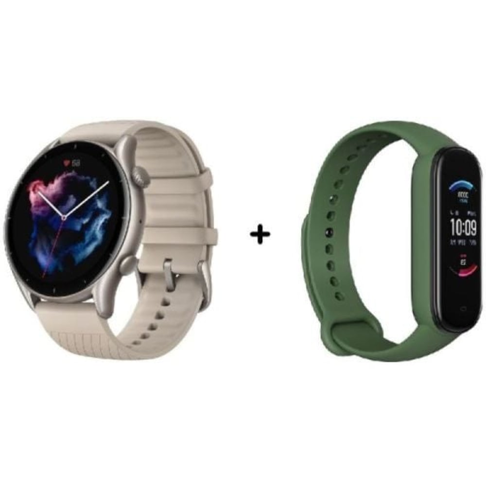 Amazfit A1971 GTR3 Smart Watch Grey + A2005 Band 5 Fitness Tracker Olive