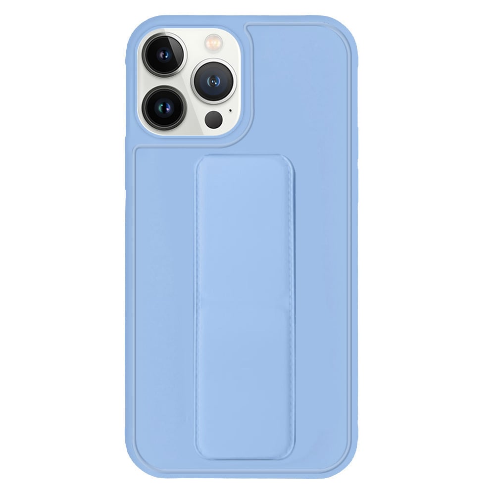 Margoun case for iPhone 14 Pro Max with Hand Grip Foldable Magnetic Kickstand Wrist Strap Finger Grip Cover 6.7 inch Light Blue