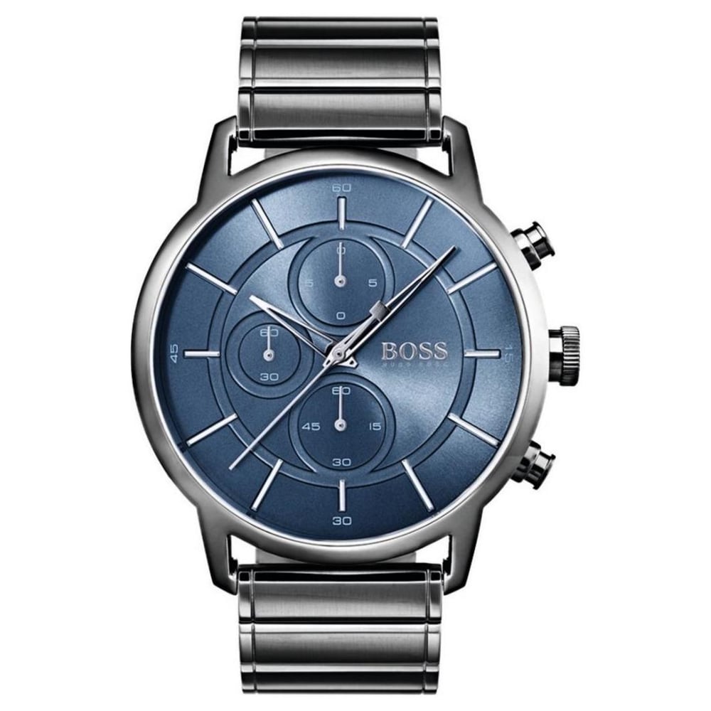Hugo Boss Architectural Watch For Men with Grey Metal Bracelet