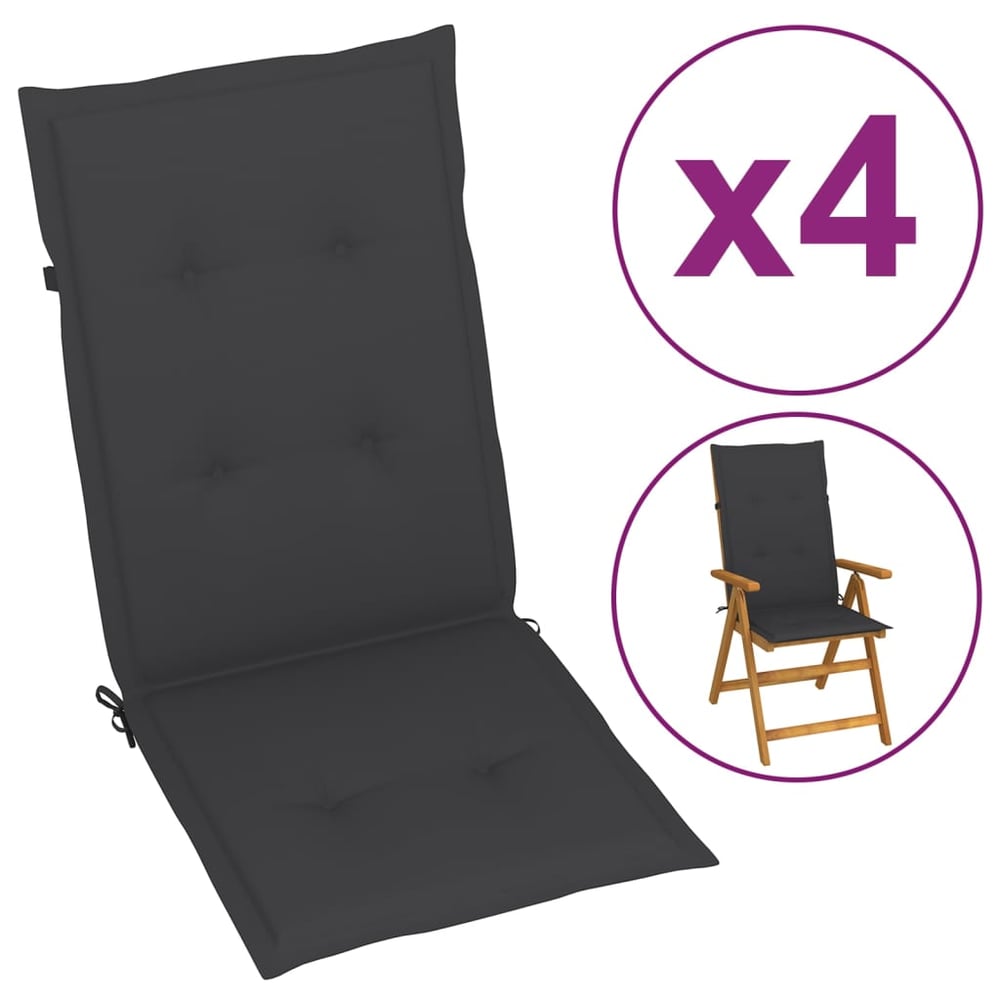 vidaXL Garden Chair Cushions 4 pcs Anthracite 120x50x3 cm