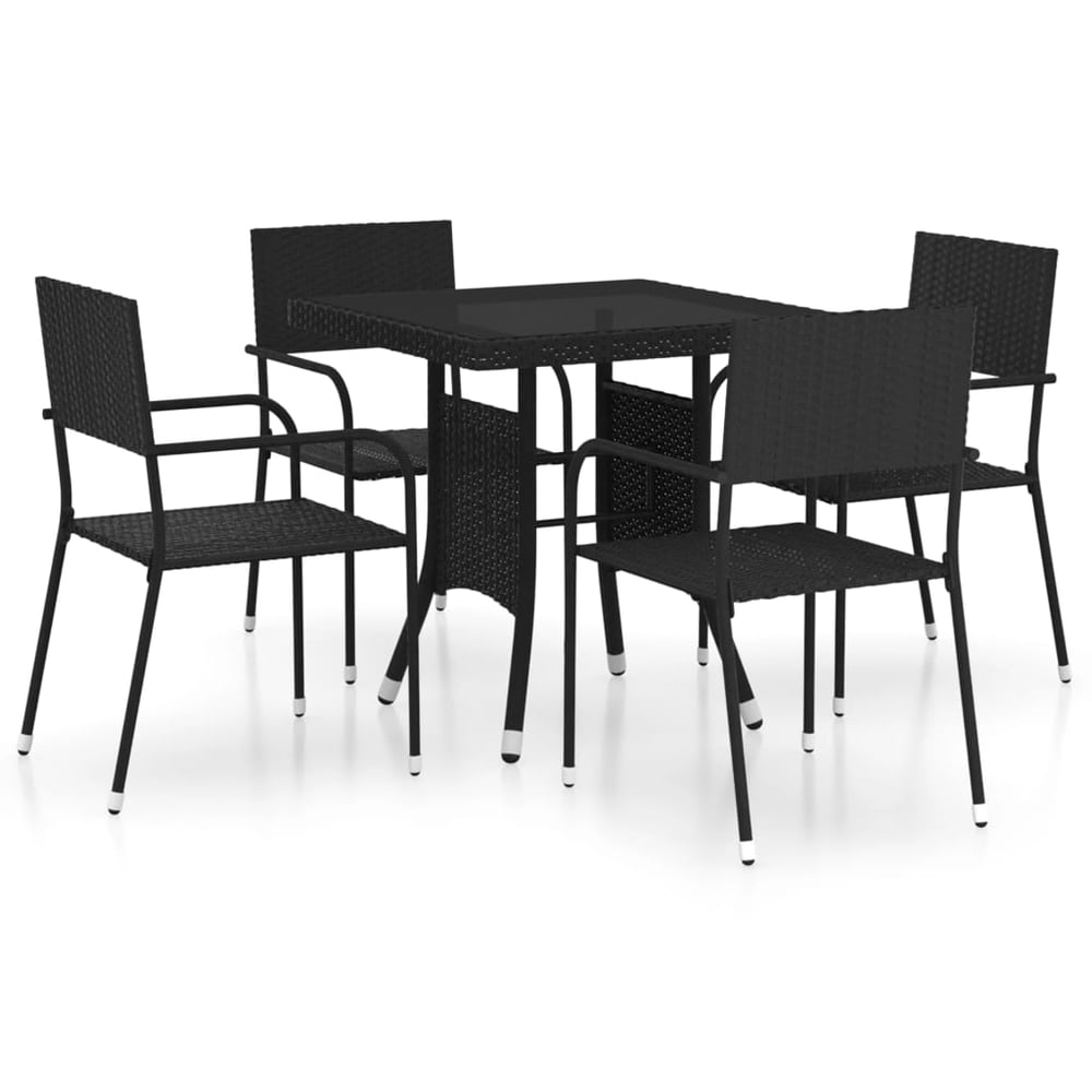 vidaXL 5 Piece Garden Dining Set Poly Rattan Black