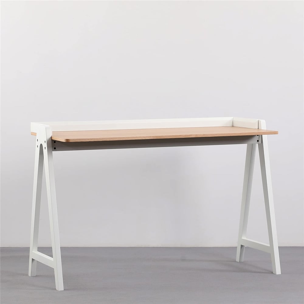 Daamudi Kai Desk, Modern Nordic Desk, Study Desk, Computer Desk For Home Office With Solid Wood Base & Oak Top White Daamudi Kai Desk, Modern Nordic Desk, Study Desk, Computer Desk For Home Office With Solid Wood Base & Oak Top White