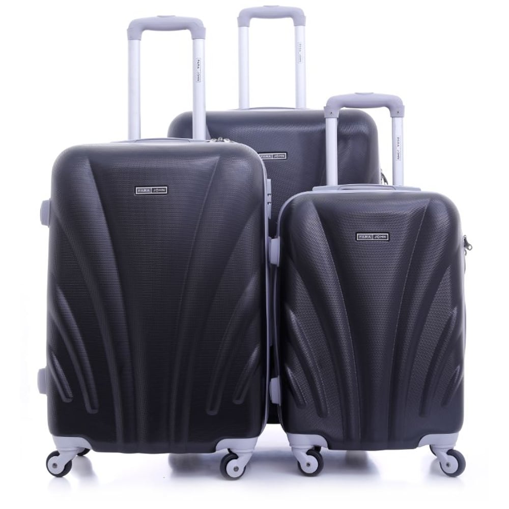 Para John ABS Luggage Travel Trolley With 4 Wheels 3pcs Set Black Para John ABS Luggage Travel Trolley With 4 Wheels 3pcs Set Black