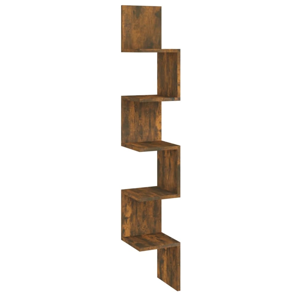 Vidaxl Wall Corner Shelf Smoked Oak 20x20x127.5 Cm Engineered Wood Vidaxl Wall Corner Shelf Smoked Oak 20x20x127.5 Cm Engineered Wood