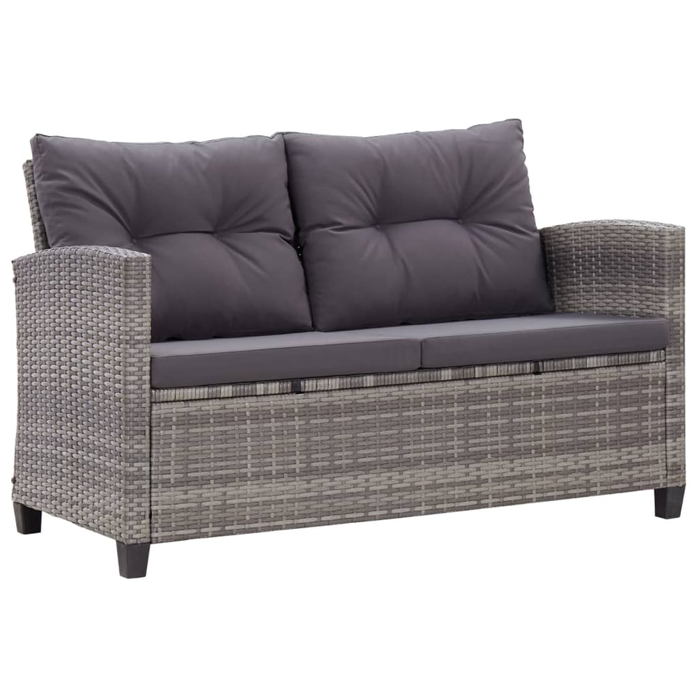 Vidaxl 2-seater Garden Sofa With Cushions Grey 124 Cm Poly Rattan Vidaxl 2-seater Garden Sofa With Cushions Grey 124 Cm Poly Rattan