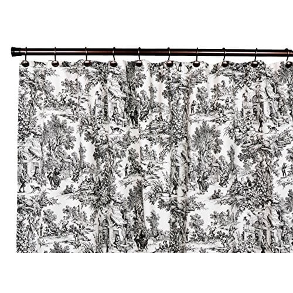 Ellis Curtain Victoria Park Toile Bathroom Shower Curtain, Black