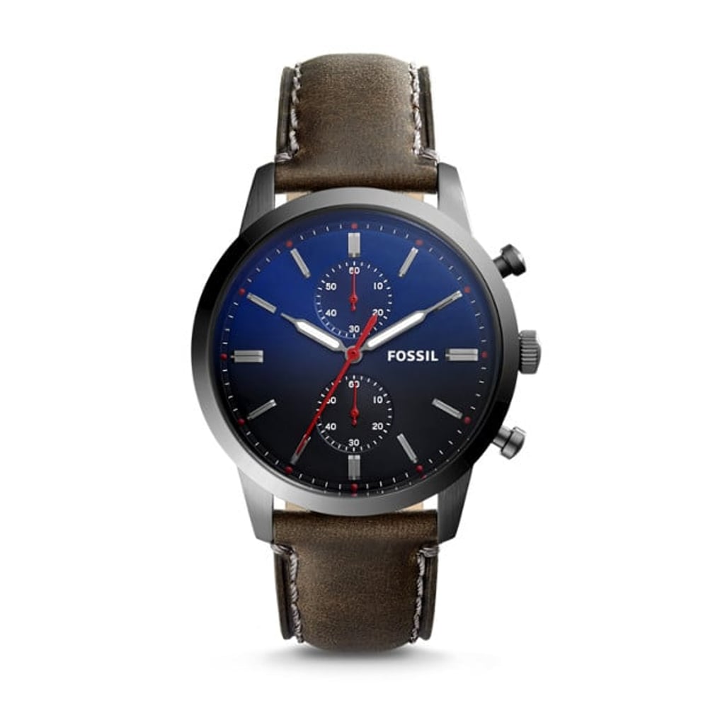 Fossil FS5378 Townsman 44mm Chronograph Gray Leather Watch