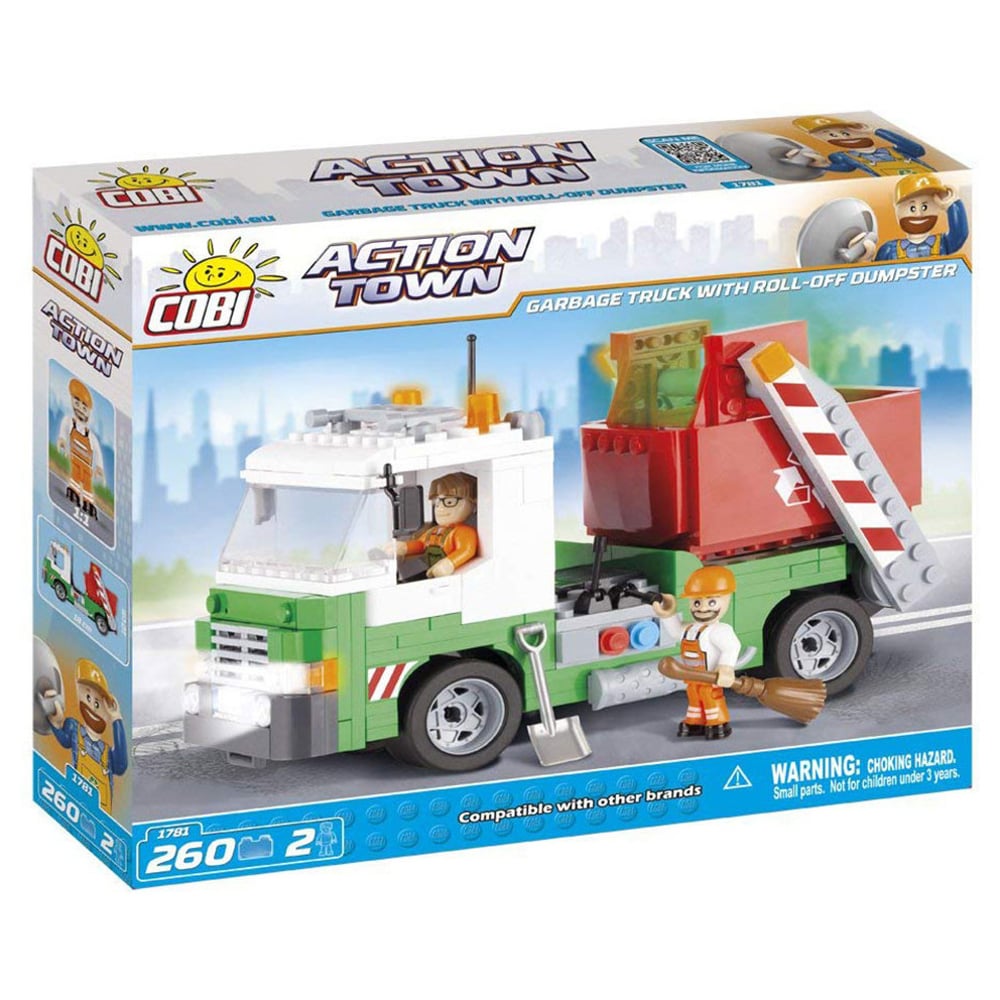 Cobi 260pcs Action Town Garbage Truck With RollOff Dumpster