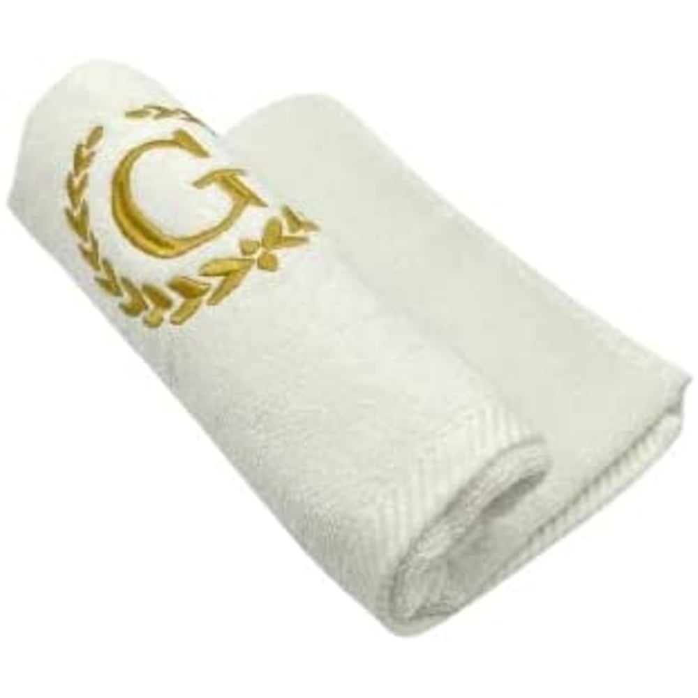 Byft Embroidered Monogrammed Hand Towel Golden Letter Byft Embroidered Monogrammed Hand Towel Golden Letter