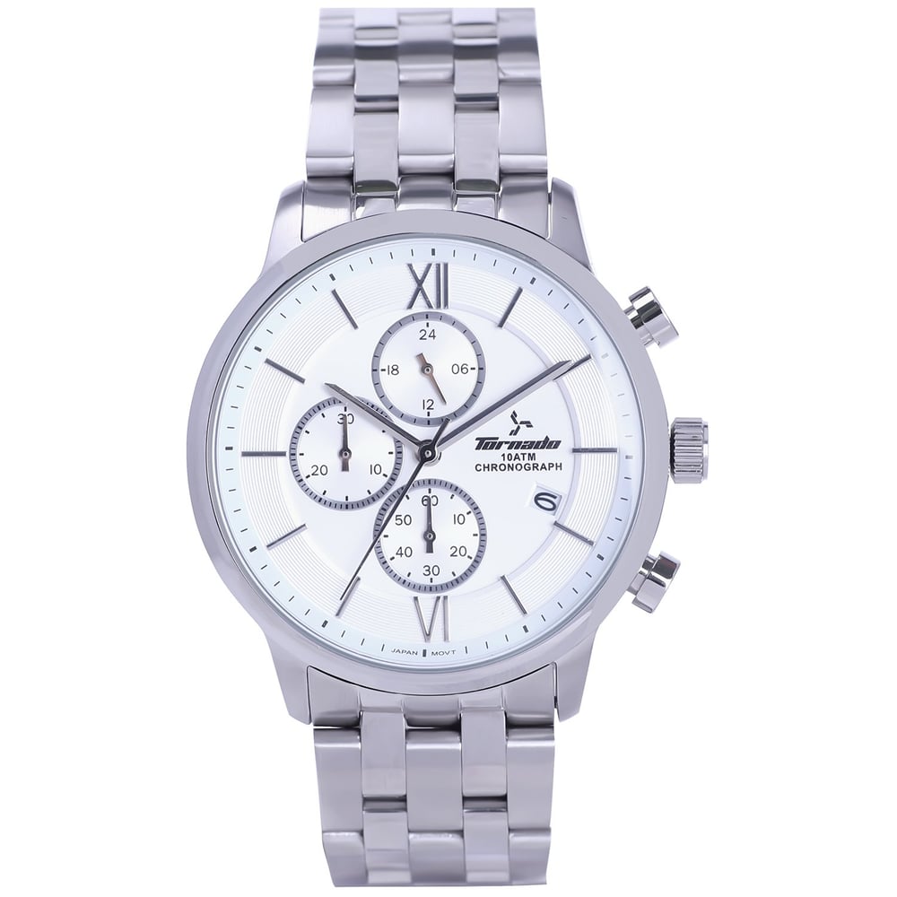 TORNADO Men's Chronograph Silver Dial Watch - T6106-SBSS TORNADO Men's Chronograph Silver Dial Watch - T6106-SBSS