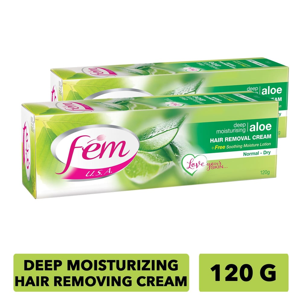 Fem USA Hair Removal Cream - Aloevera 120 Gms (twin Pack) Fem USA Hair Removal Cream - Aloevera 120 Gms (twin Pack)